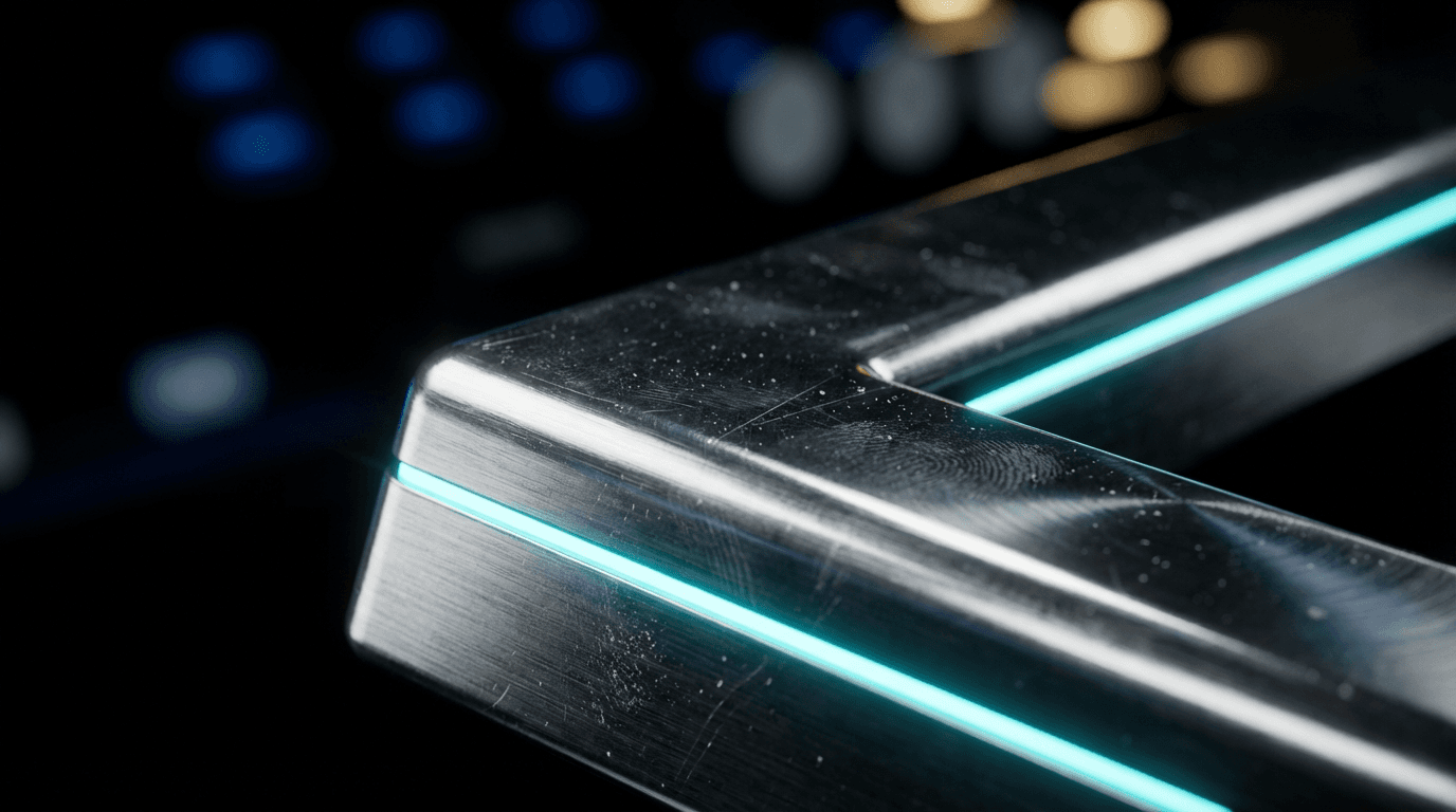 Close-up of a dark monitor with a faint data screen reflection and ambient glow